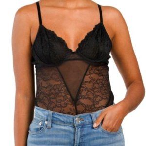 Jessica Simpson Women's Underwire Lace Thong Bodysuit Size M